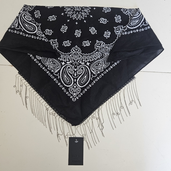 NWT David And Young Bling Chain Fringe Bandana - Picture 2 of 4
